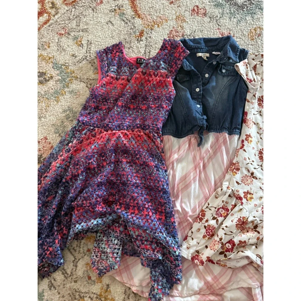 Girls Dress & Top Bundle Cat Jack Silver Jeans Trixxi Lilt Size 8 10 12 Lot 6pc
